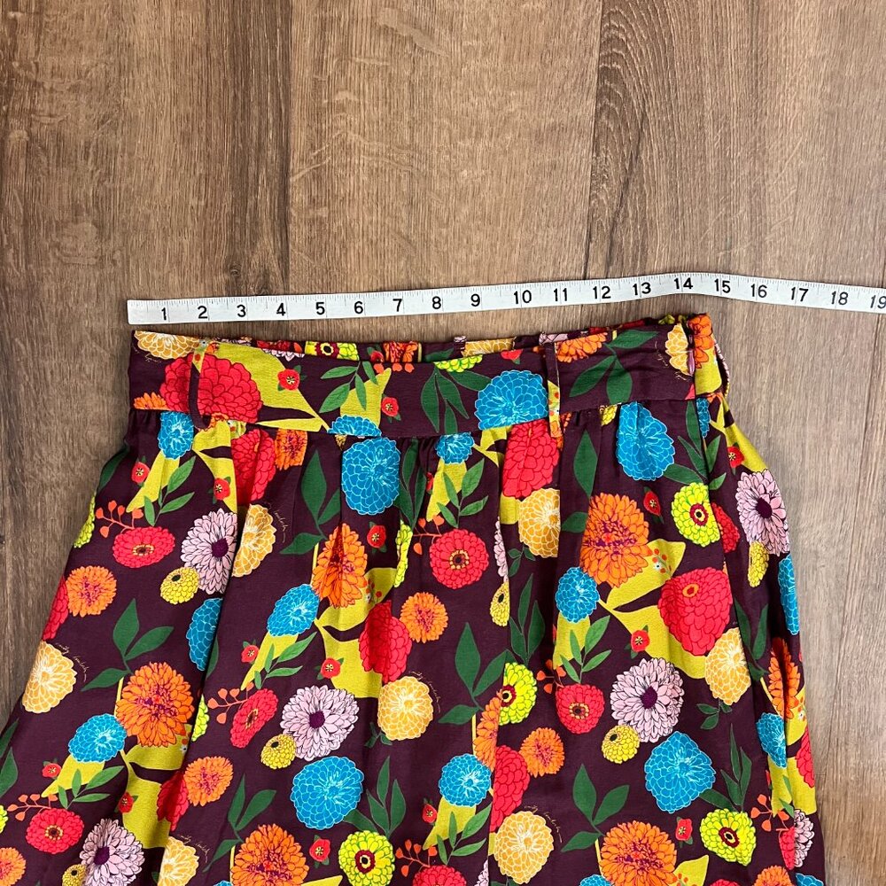 Emily Lovelock Bella Bouquet Print Floral Skirt Sz L - Picture 4 of 12